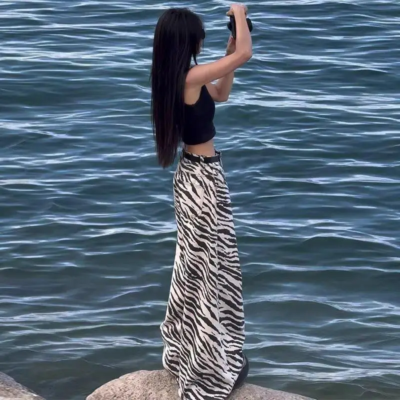 Hot Zebra Stripes Retro Pants Striped Sweatpants Spring and Autumn Commuting Loose Slim Fit Straight Leg Pants for Casual Wear