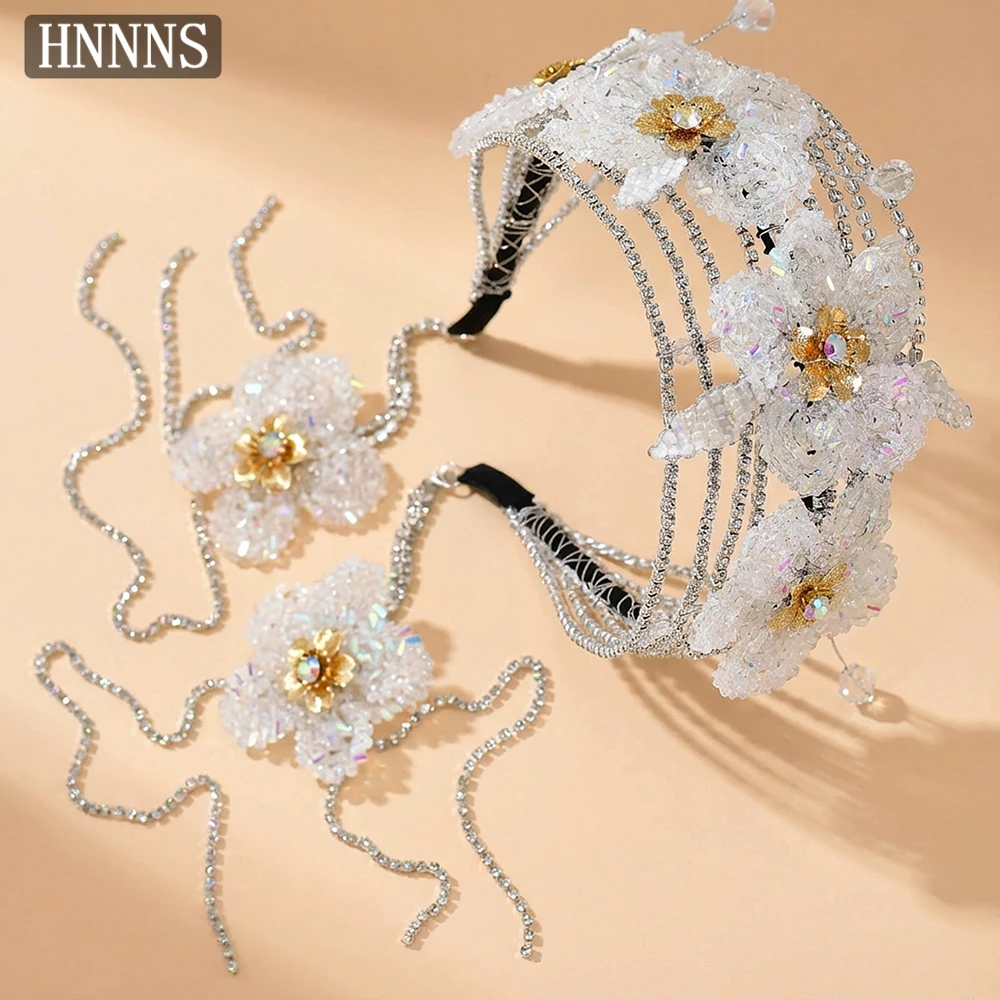 

TOPQUEEN Bohemian Bridal Crystal Tassel Head Hoop Wedding Simulation Flower Hair Accessories Women Party Prom Headpiece YXA101