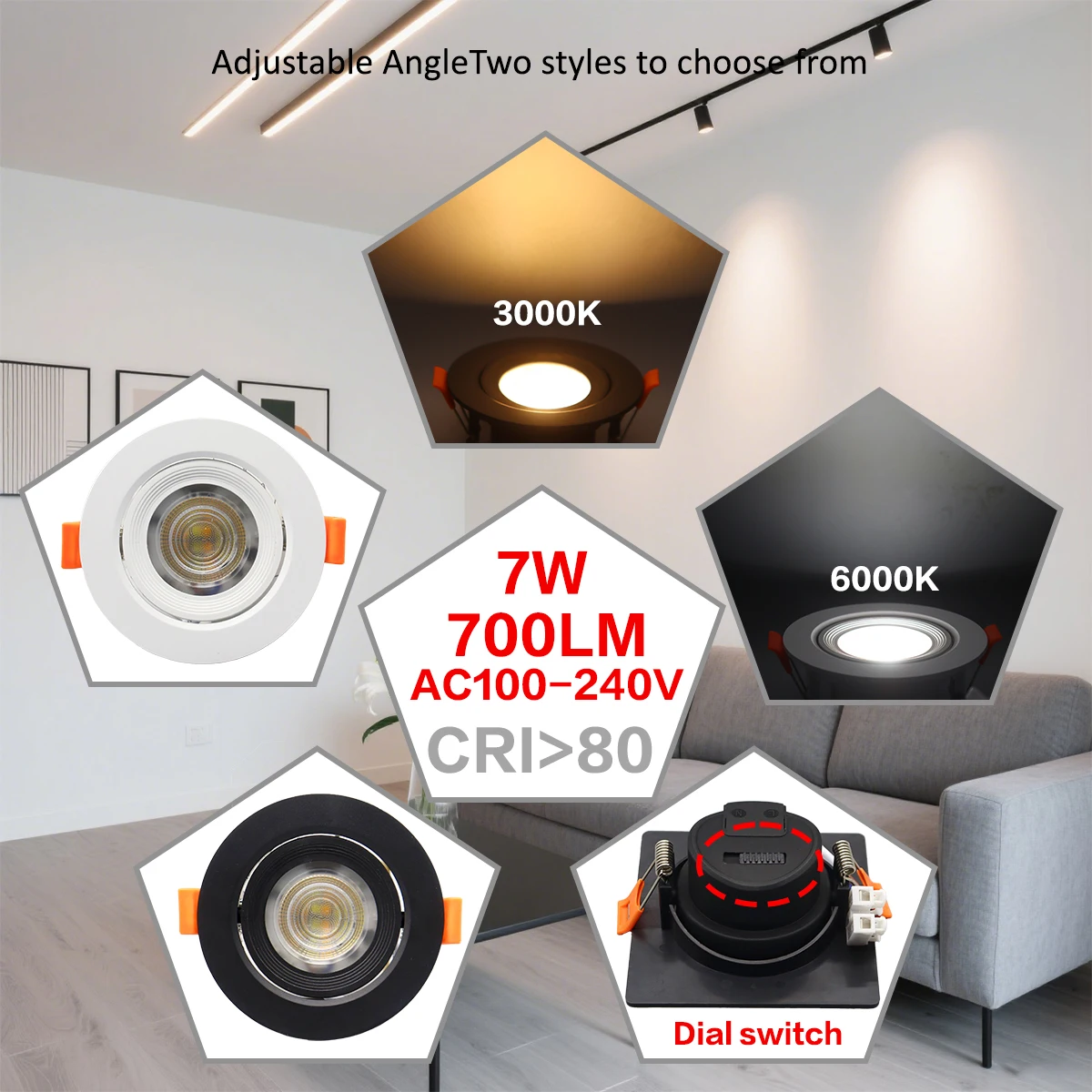 

4-20pcs Super bright CCT Ceiling Lamp 3000K 4000K 6000K Led Downlight Anti-glare Foldable Spotlights for Home BedRoom Bathroom