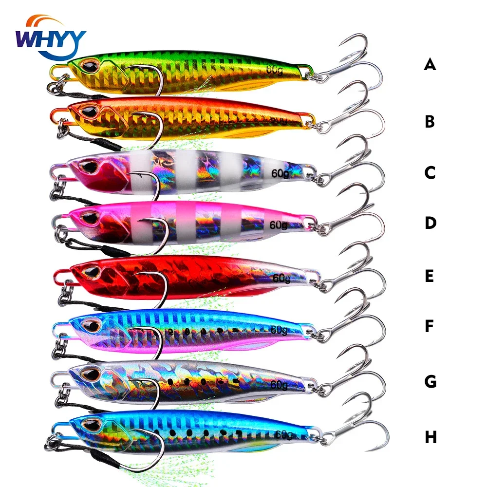 

WHYY 8 Pcs/lset Metal Jig Fishing Lures 10g-60g Spinner Spoon Fish Bait Cast Slow Jigging Sea Fishing Lure Jigs Pesca Tackle