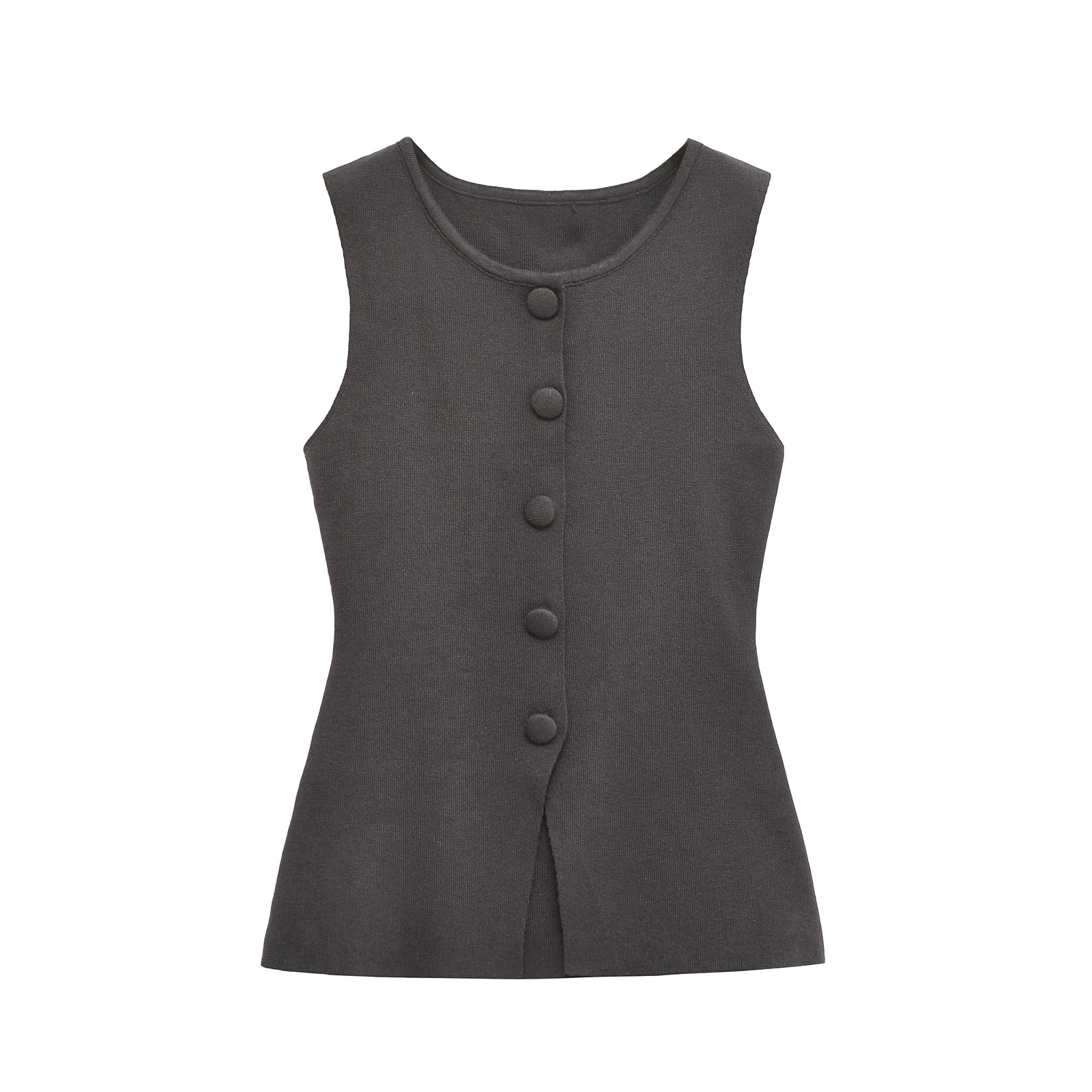 Women Chic Vintage Sleeveless Vest Women's O-Neck Single Breasted Vests Knitted Casual Tops for Spring Summer 5039394