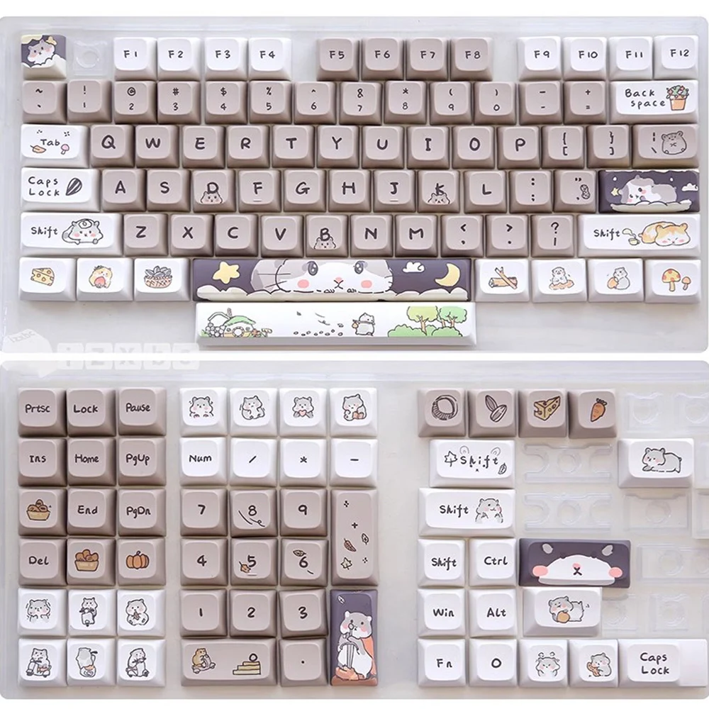 132 keys Cute Mouse Cartoon Theme Keycaps XDA Profile Key caps English for 61/64/68/84/87/96/98/104 Mechanical Keyboard Keycaps