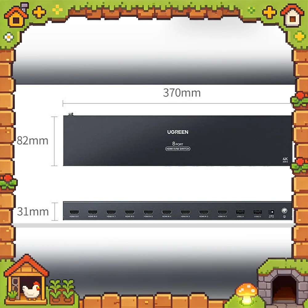 UGREEN 35987 8 Port HDMI KVM Switch 8 Computers Share One Monitor Keyboard Mouse Printer 4K