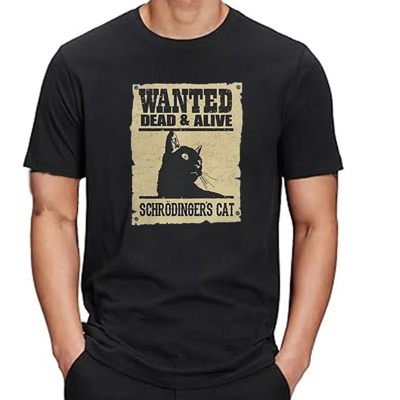 T-shirt ras du cou pour homm et femm, imprsion numérique, drôle, Geek, Want Buy Cat, Schrodinger Cat, été