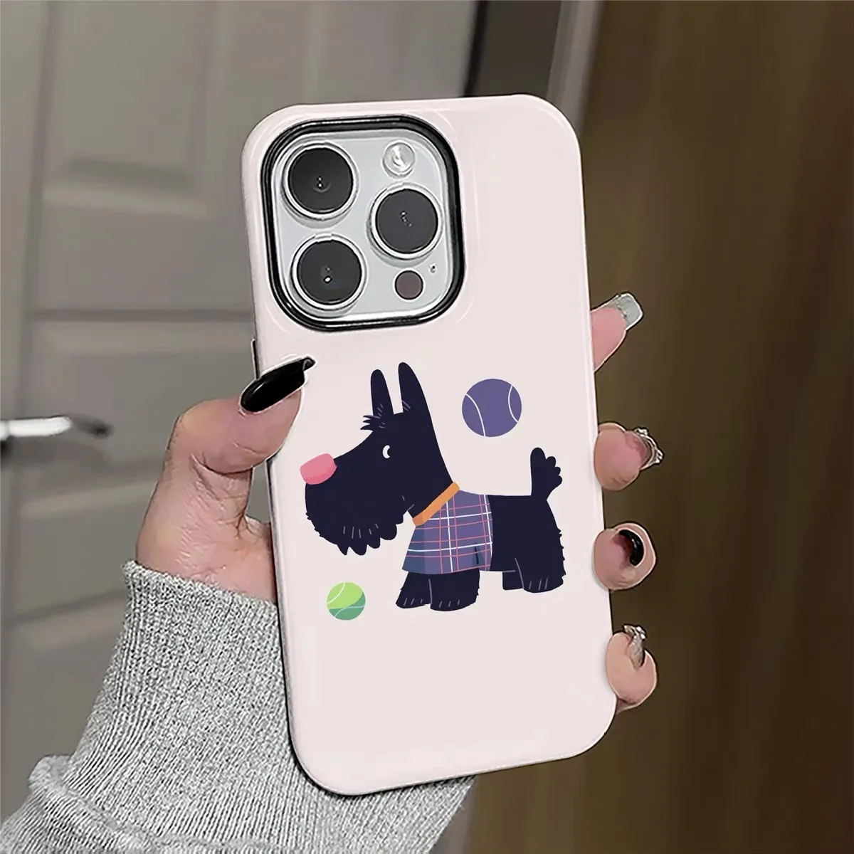

Ins Light Purple Black Puppy Case for IPHONE 17 16ProMax 15 14 13 12 11 PRO Plus Acrylic TPU Two in One Magnetic Phone Cases