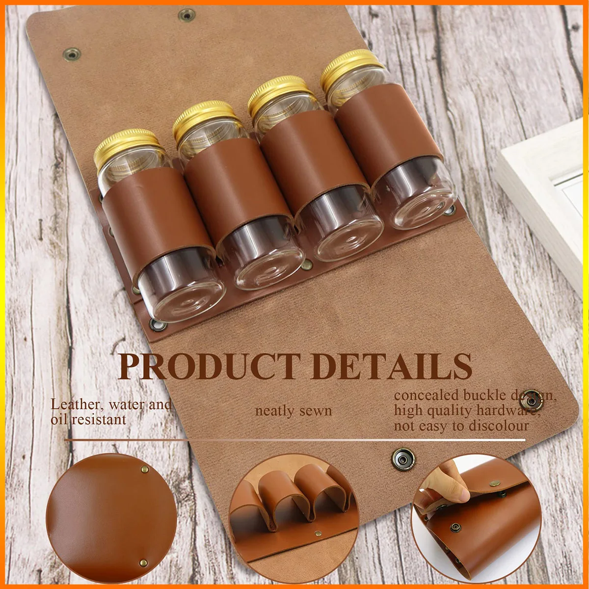 

Outdoor Spice Bottle Set Portable Camping Picnic Seasoning Spices Bottle Storage Bag with 4 Cans Condiment Jar Cruet Holder