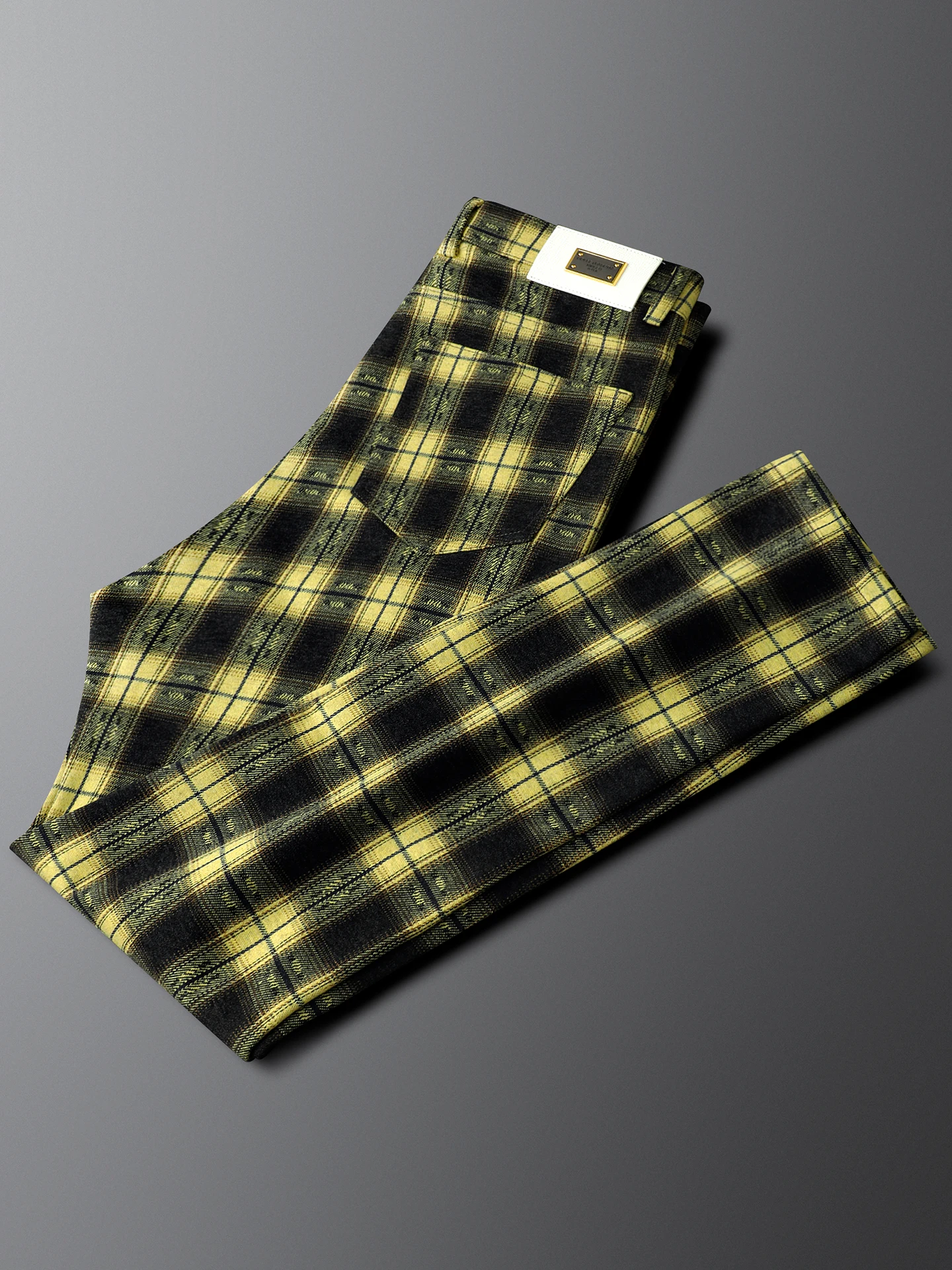 

Men's Plaid Thiened Slim Fit Casual Pants Autumn Winter New Sle Elastic Commuter Pants Straight Leg Polyester Fiber