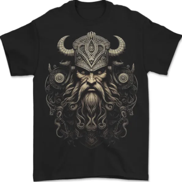 

Una Camiseta De Hombre Jefe Guerrero Vikingo 100% Algodón Outdoor casual fashion trendy T-shirt