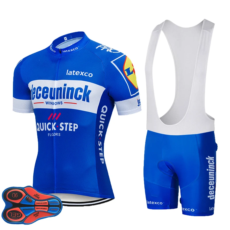 Mens Summer TEAM QUICKSTEP PRO Cycling Jersey Bike Shorts Suit MTB Ropa Ciclismo Bicycling Maillot Culotte Clothing  9D Gel