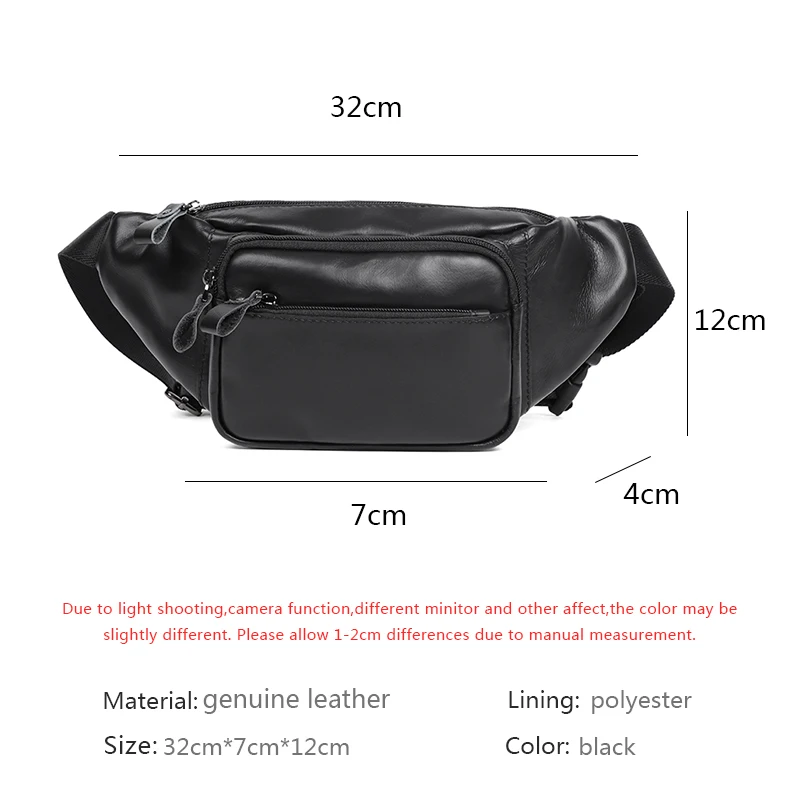 Men Waist Pack Genuine Leather Bag Waist Belt Bag Leather Fanny Pack For Men  Fashion Mini Phone Bag Male Shoulder Bags