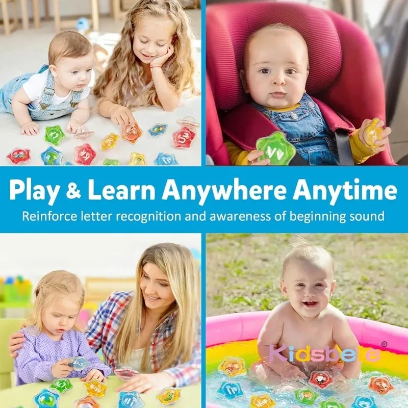 ألعاب حمام الأطفال، كرات حيوانات بأرقام أبجدية عائمة، التعرف على الألوان المعرفية للتعليم المبكر، هدية وقت الاستحمام الحسي