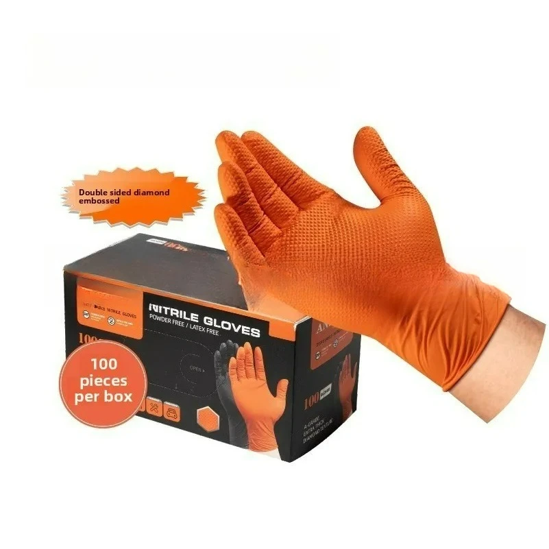 Extra thick diamond pattern disposable nitrile gloves boutique food grade kitchen housework nitrile gloves factory