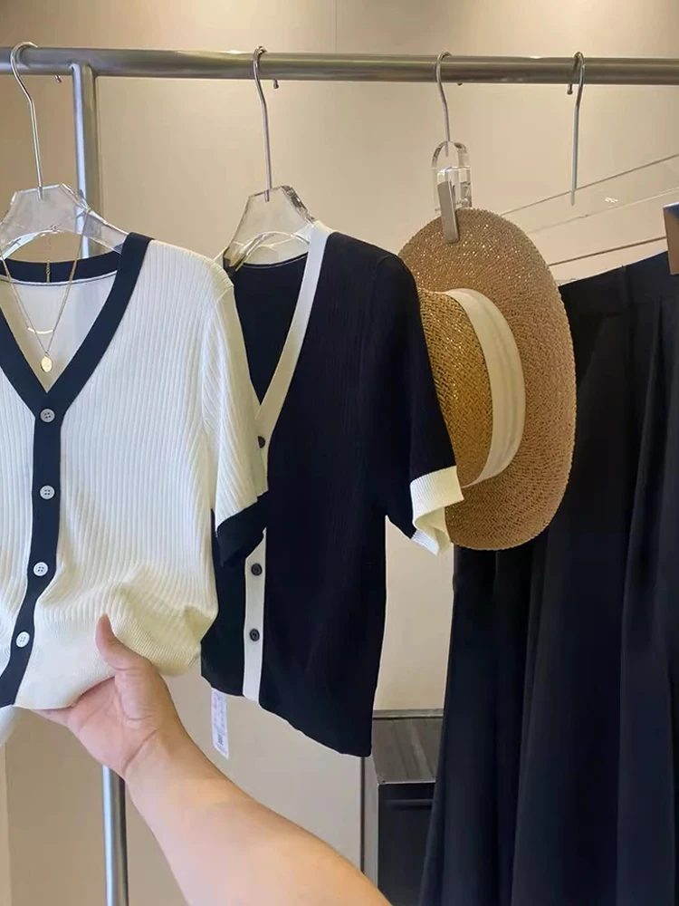 Faionable Color Blo Design Zomer Casual High End Gebreid Open Vest Afslanken Enkele Knop ort Sve Top Dames C...