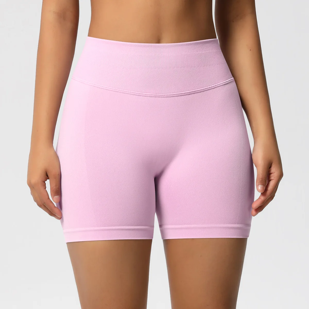 Seamless Yoga Shorts Women Fitness Sports Biker Shorts Low Ribbed Band Gym Shorts Workout Tights Scrunch Butt Short Leggings