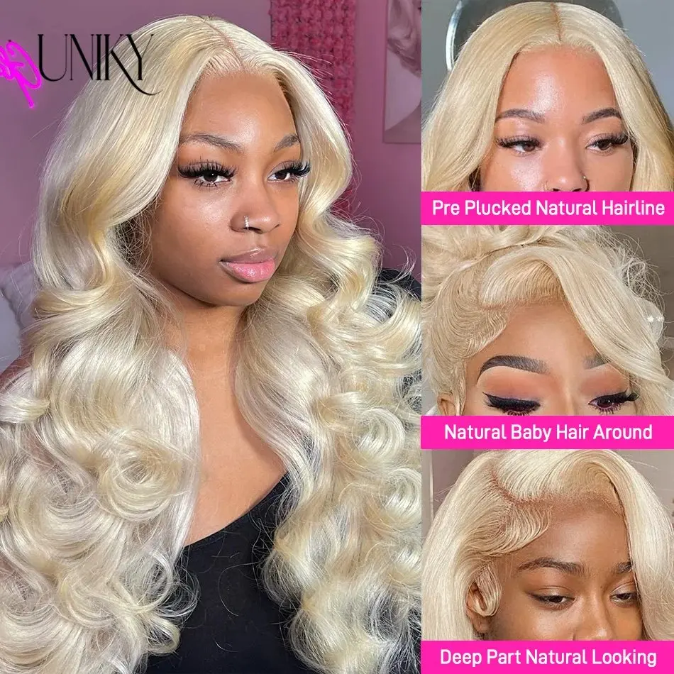 613  Blonde 150 Density HD Lace Wig13x6 Human Hair 13X4 Frontal Blonde Colored 20 40 Inch Body Waves Glue-Free Waves Wig