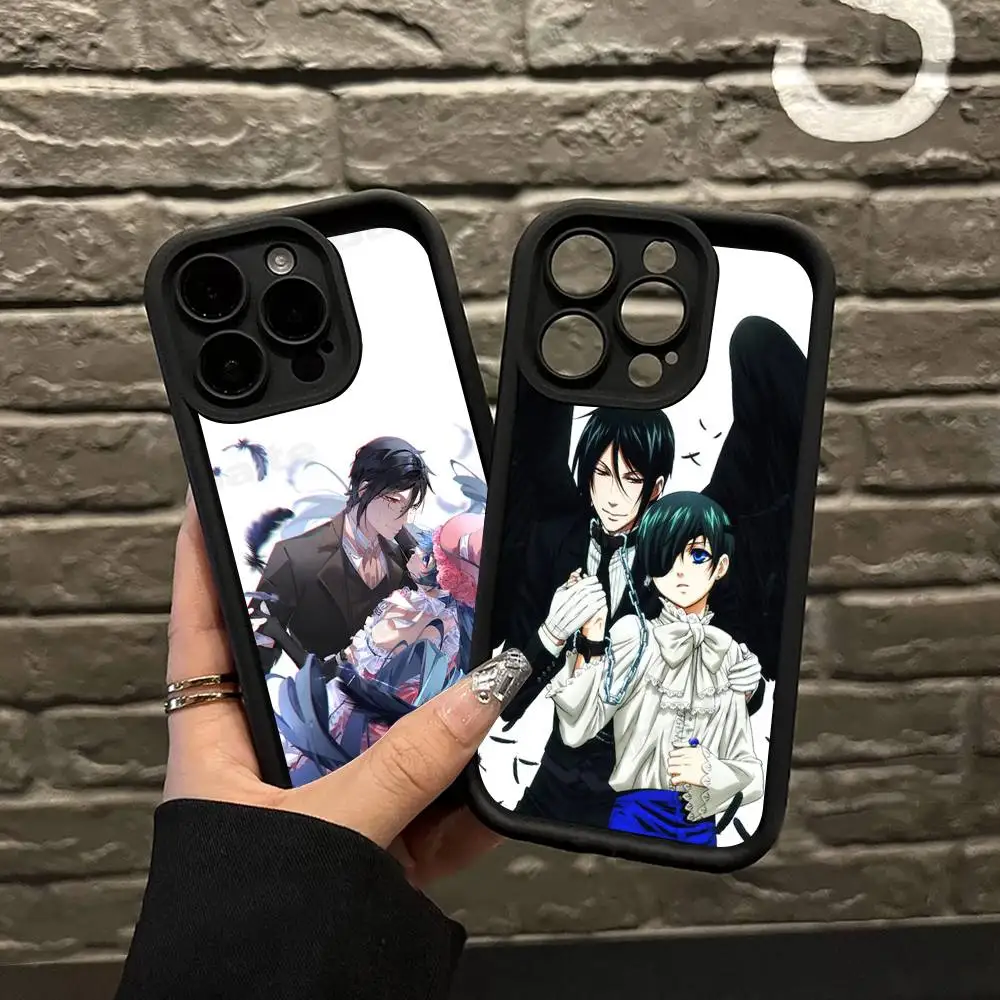 Klassische Anime B-Black B-Butler Handyhülle für iPhone 16 15 14 Plus 13 12 11 17 Pro Max Pro Soft Cover