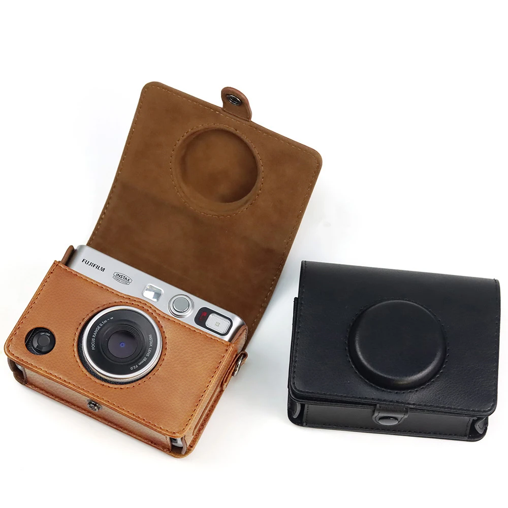 Pokrowiec ochronny ze skóry PU PVC do aparatu fotograficznego Fujifilm Instax Mini EVO z folii natychmiastowej z wyjmowanym paskiem na ramię