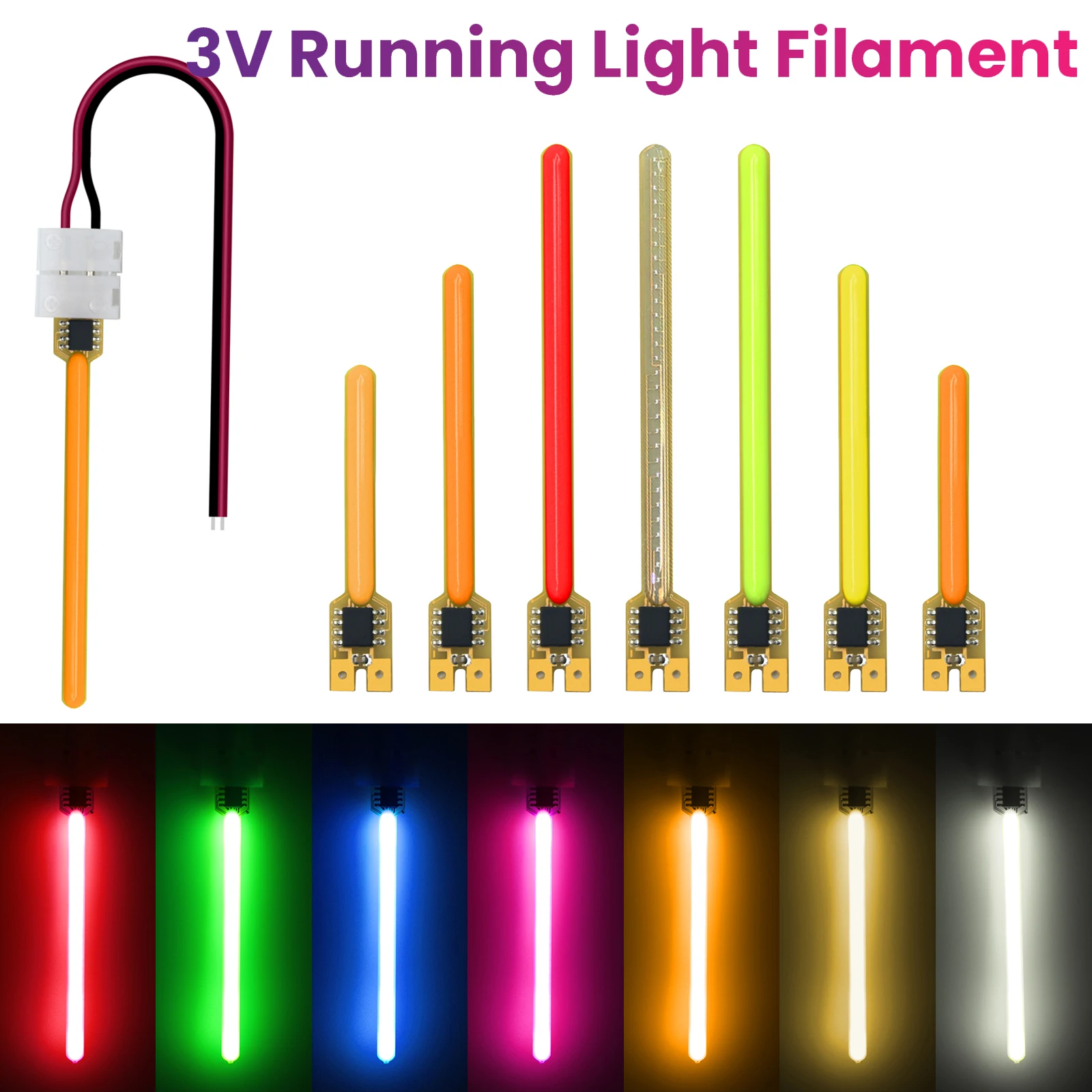 5V USB Running Light COB LED Filament Strip With 2PIN Cable Red/Blue/Green/Yellow/Pink/White Flexible COB LED Diode