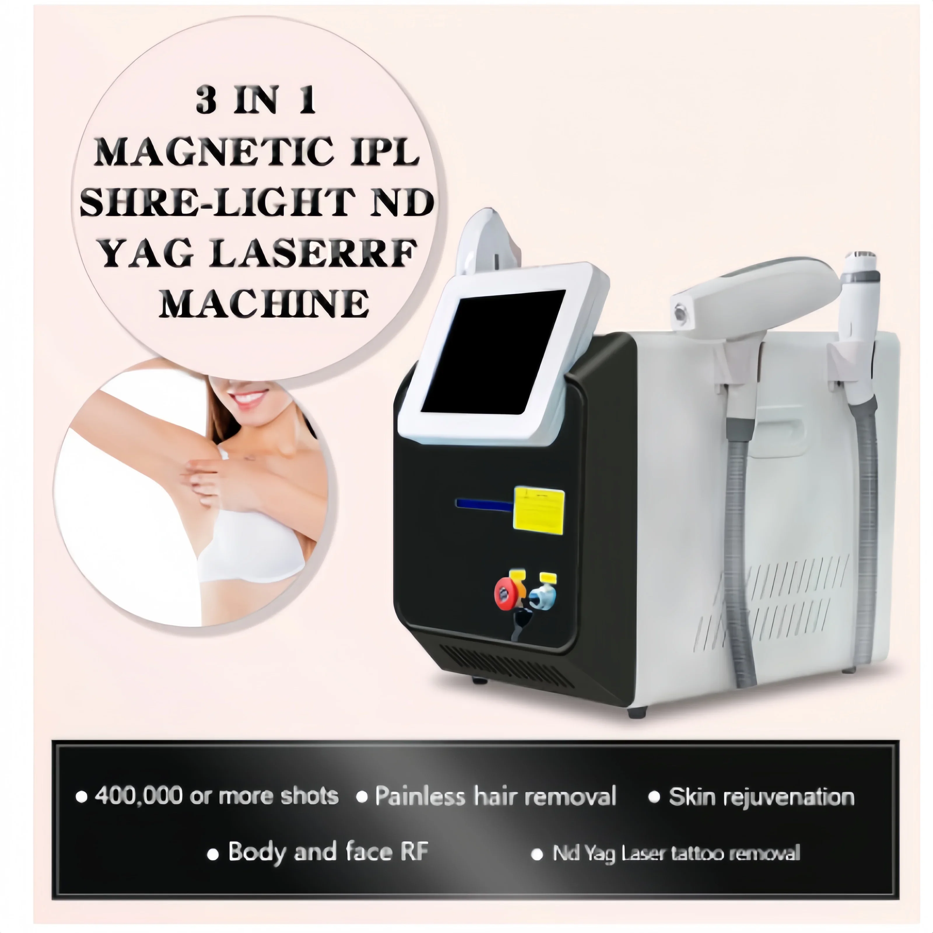 OPT IPL ND YAG Laser Painless Hair Removal Machine Multifunctional 3 In 1 Rejuvenation Tattoo Wrinkle Remove for Salon