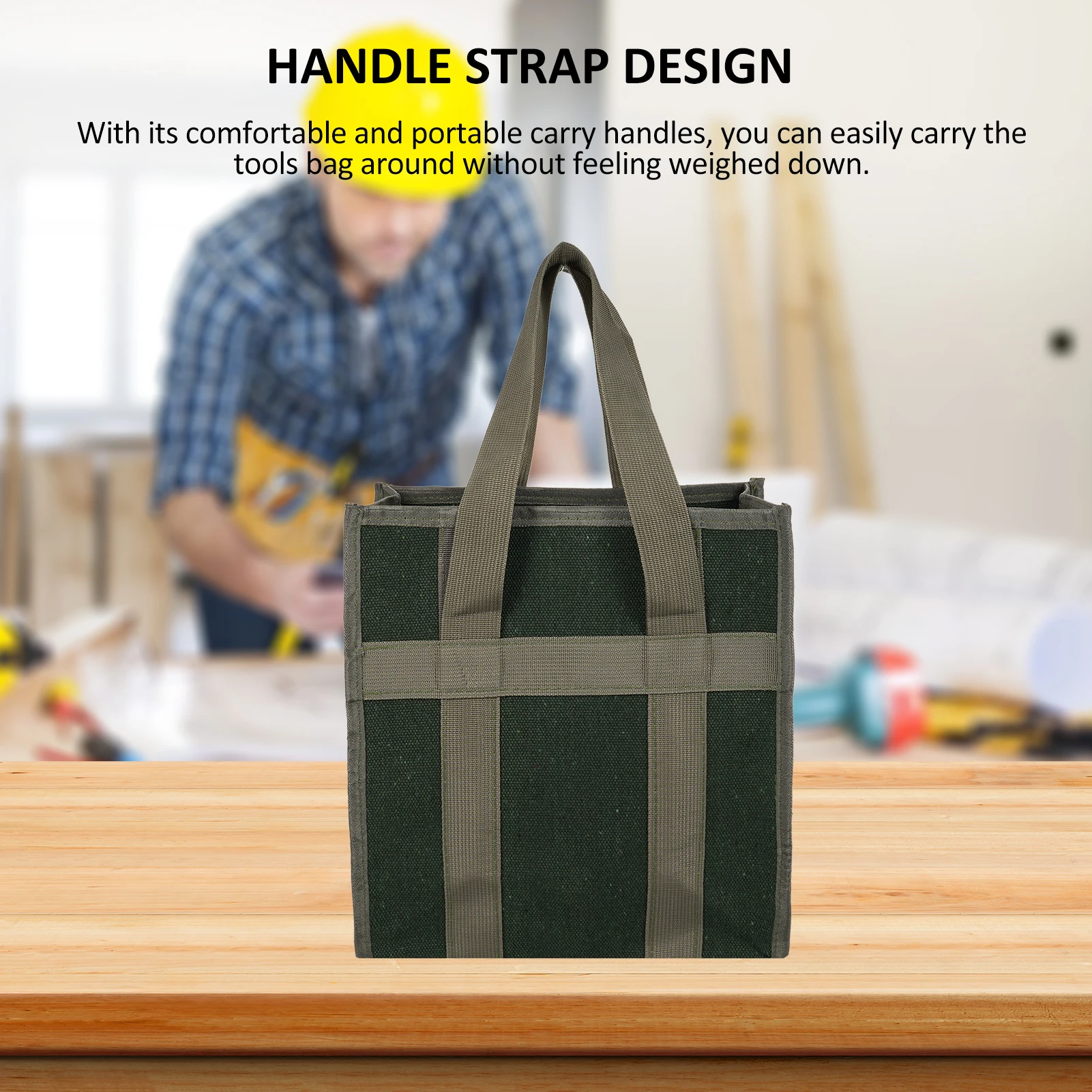 Large Thickened Wear-resistant Maintenance Tool Storage Bag Multifunctional Portable Tool Bag Large Capacity Canvas Bag Green