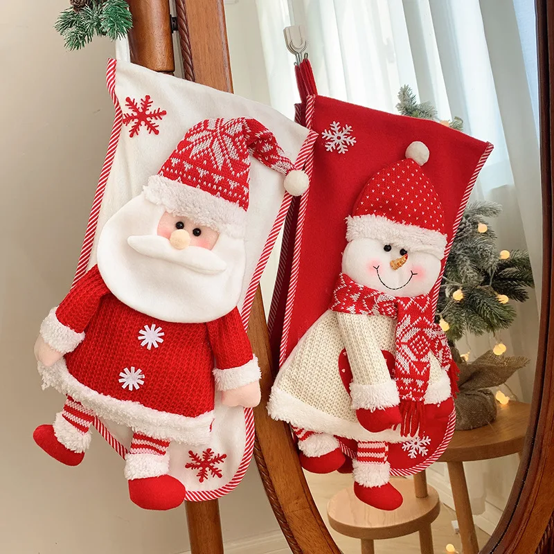 

Large Christmas Stockings Children's Candy Gift Bags Santa Claus Snowman Christmas Tree Decoration Supplies