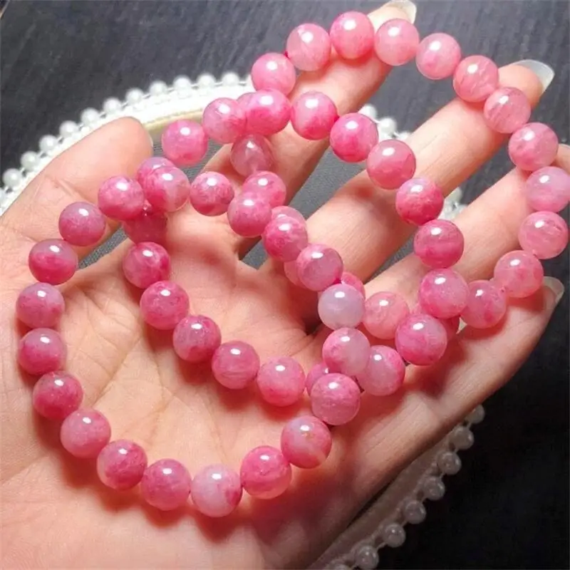 Natural Rhodonite Sakura Bracelets Crystal Gemstone Fashion Healing Chakra Stress Relief Reiki Yoga Energy Bracelet 1pcs 10mm