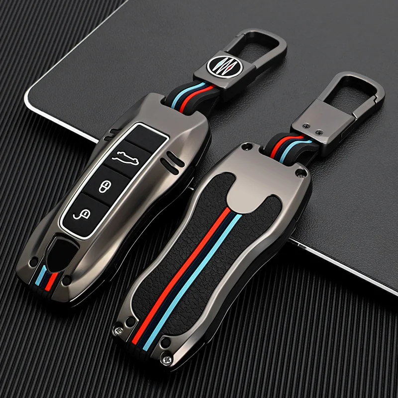 Funda para llave de coche de aleación de Zinc con 3/4 botones, carcasa Fob para Porsche Panamera Spyder Carrera Macan Cayman Cayenne 911 970 981 991