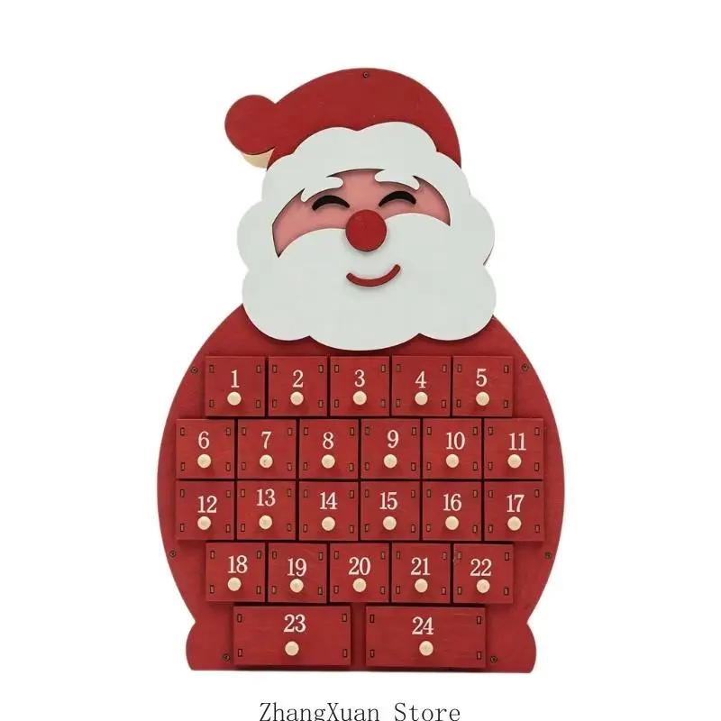Holz-Schubladenkalender für Feiertage, 24 nummerierte Fächer für Weihnachtsleckereien und saisonale Anzeige Dezember, 3 x – Detail 5