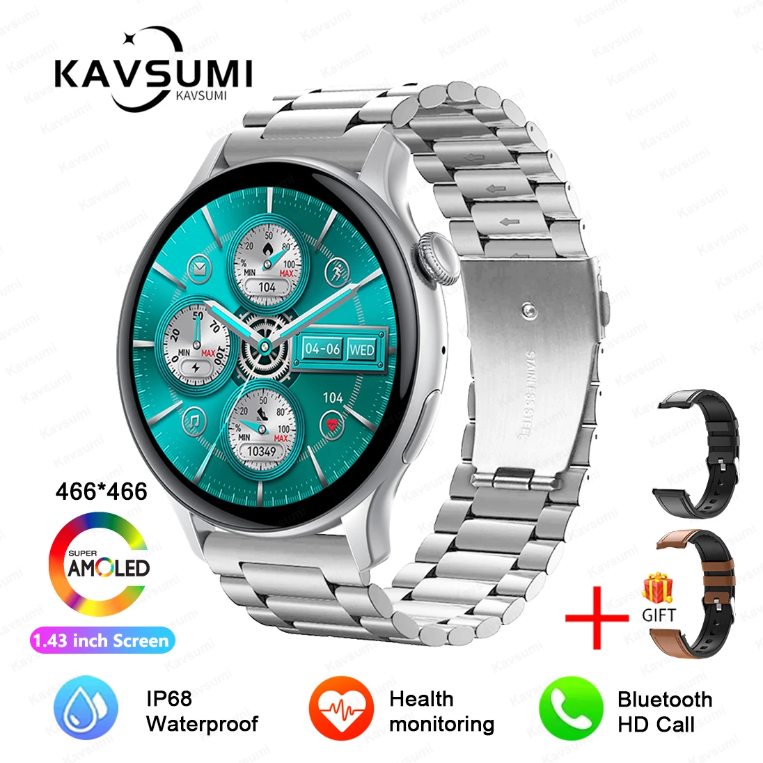 2025 NFC Smart Watch Amoled HD GPS Track Sports Heart Rate Bluetooth Call Waterproof Ladies Women Smartwatch For Huawei Xiaomi