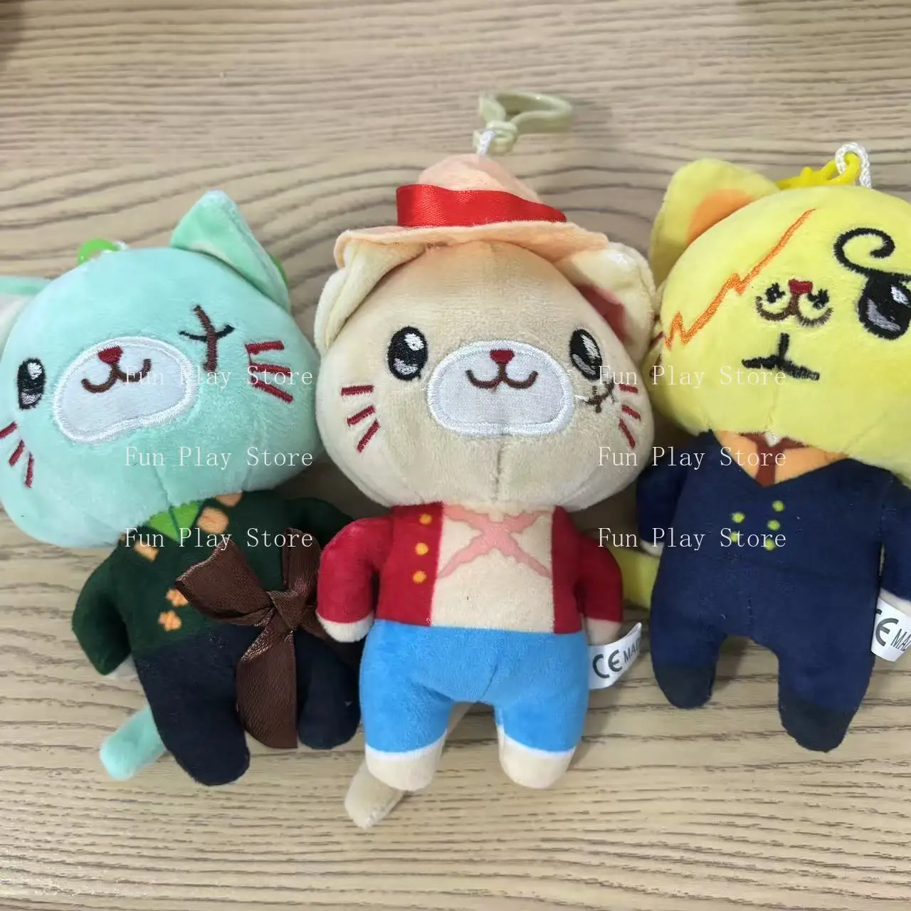 Anime One Piece Monkey D. Luffy Roronoa Zoro Sanji Ultraman Ace Sabo Plush Cat Keychain Pendant Cute Christmas Birthday Gift