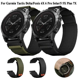 Loop Nylon Watchband For Garmin Fenix 6X 6 Pro 5X 5 Plus 7X 7 Strap Epix Pro 2 Tactix Delta Quickfit 26/22mm Bracelet Wristbands