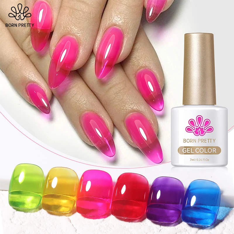 

BORN PRETTY Neon Garden Ice Jelly Gel Nail Polish Set for Spring Summer Nails Design Varnis Semi Permanent Glitter Nail Gel