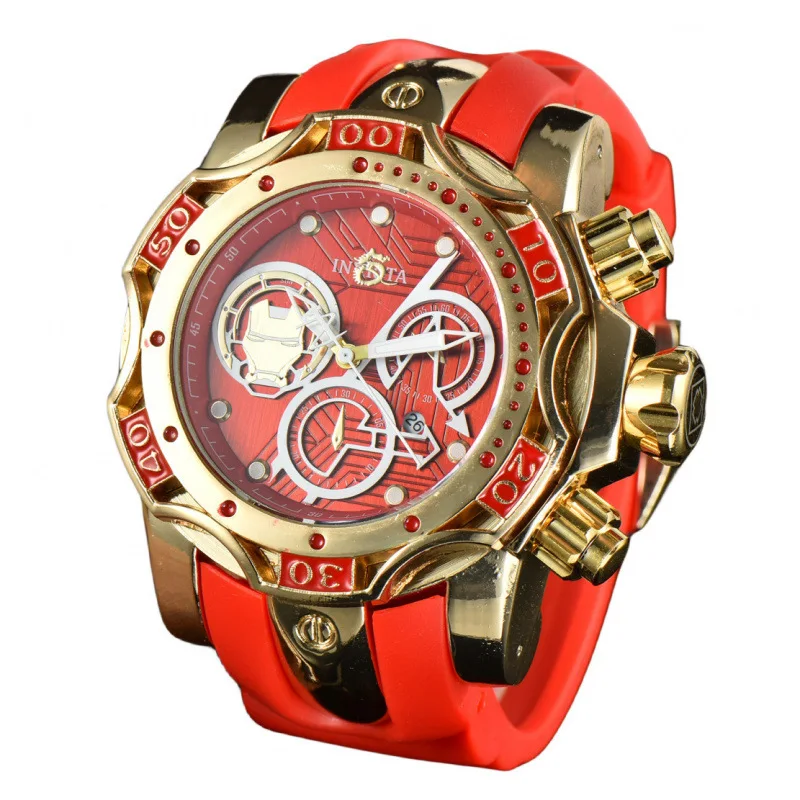 2025 ساعة جوكر ملونة للرجال من الفولاذ المقاوم للصدأ حركة كوارتز قرص قزحي الألوان مقاومة للماء مضيئة موضة عادية