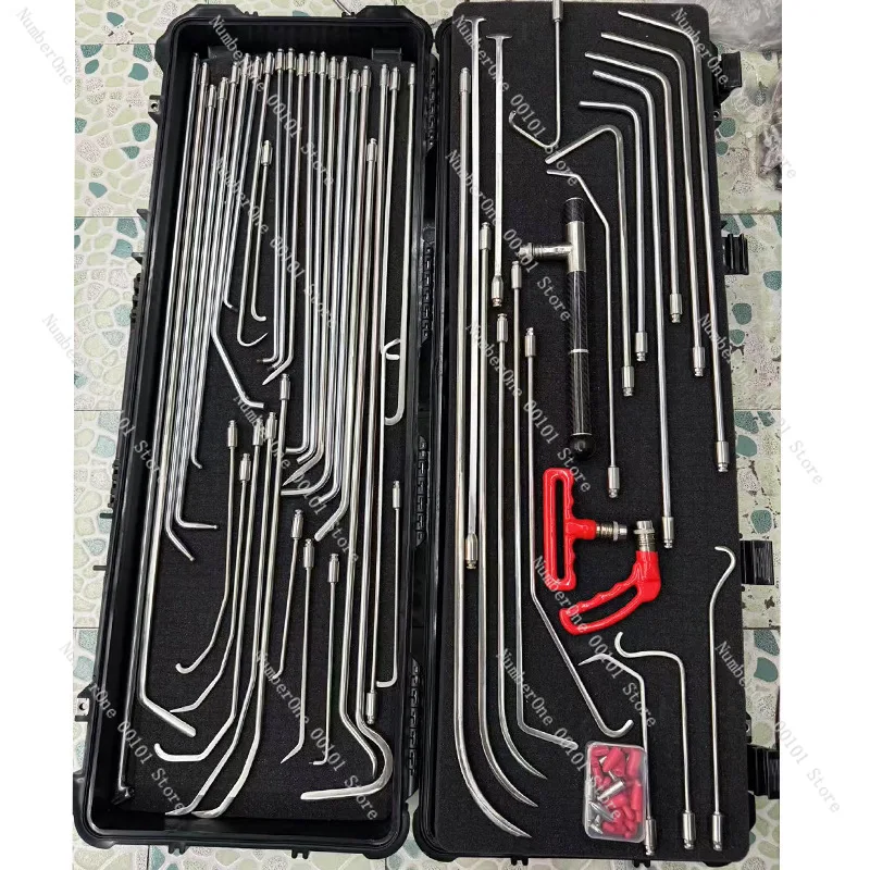 50Pcs Car Dent Repair Tool Kit, Quick Pulling Hooks Auto Sheet Metal Pit Remover With Replaceable Handle & Pulling Rod Heads