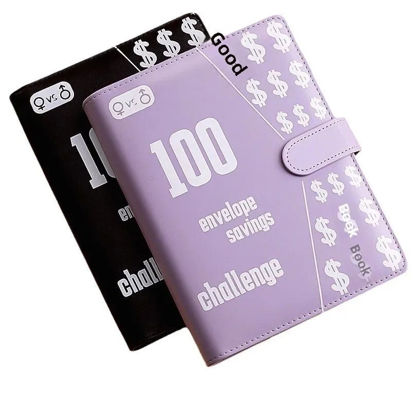 Cross-border 100 Envelope Challenge Couple 100 Day Savings Notebook Handled Cash Account Ledger Binder Storage Organizer