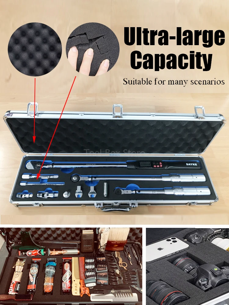 Tool Box Potable Aluminum Hard Case Toolbox Suitcase Large Equipment Tool Case Bag Storage Box Sealed Waterproof Instrument Case