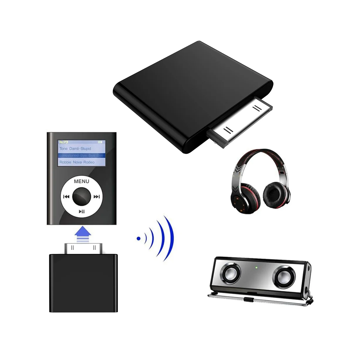 Trasmettitore Audio Bluetooth a 30 Pin per IPod Classic IPod Nano Touch adattatore Audio Stereo Wireless Dongle Bluetooth