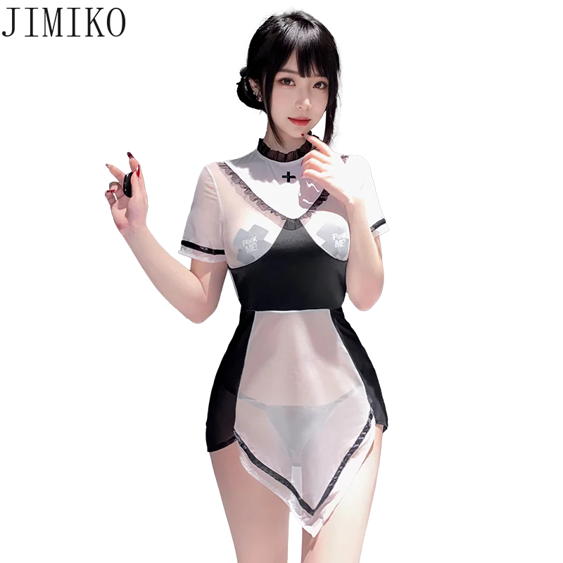 

Adult Dresses Women Tulle Role Play Costumes Maid Nun Play Costumes Fantasy Sexy Dresses G-string Sets Exotic Clothing 19 JIMIKO