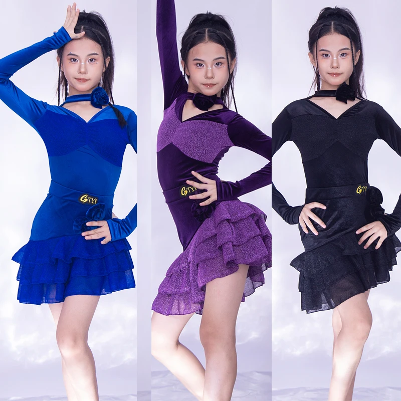 

Children'S National Standard Latin Dance Dress Girls Ballroom Dance Performance Costume Kids Professional Dancewear SL14426