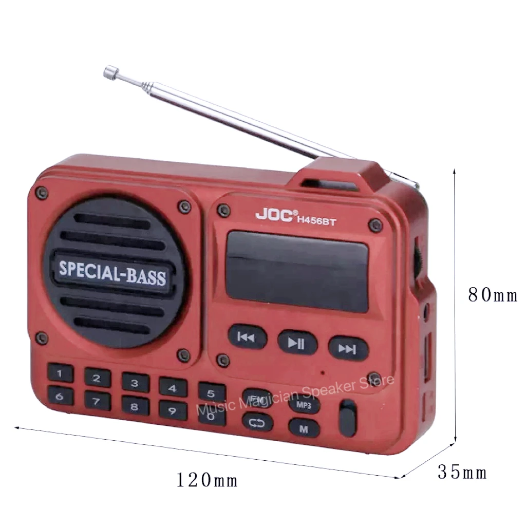 سماعة بلوتوث محمولة فائقة JOC ، راديو FM متعدد الوظائف ، هوائي شاشة LCD ، مدخل Aux ، قرص USB ، بطاقة TF ، مشغل MP3 ، H456BT #6