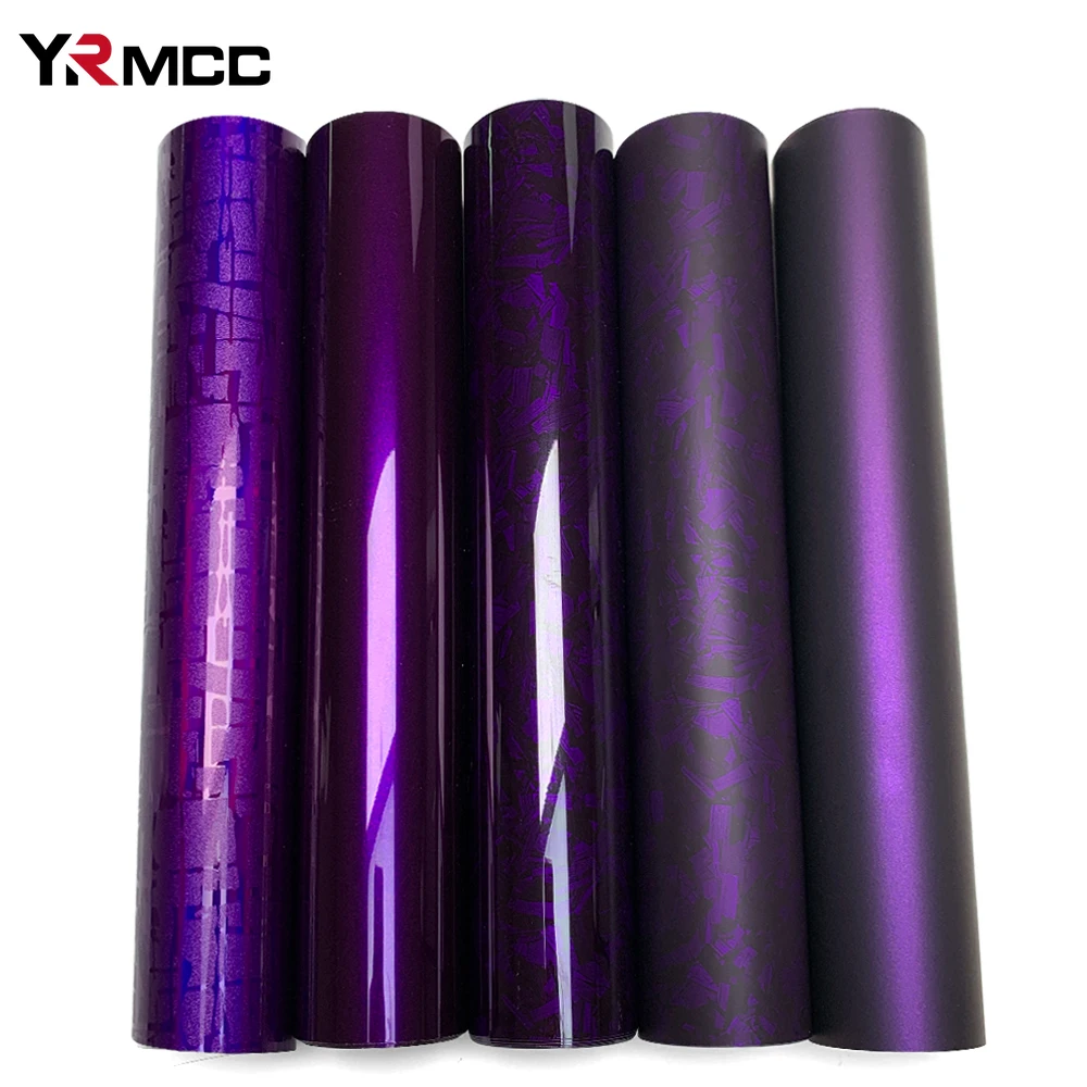 

PET Carbon Fiber Vinyl Wrap Purple Car Stickers Adhesive Vinyl Auto Tuning Waterproof Motorcycle Sticker DIY for Car Accessories