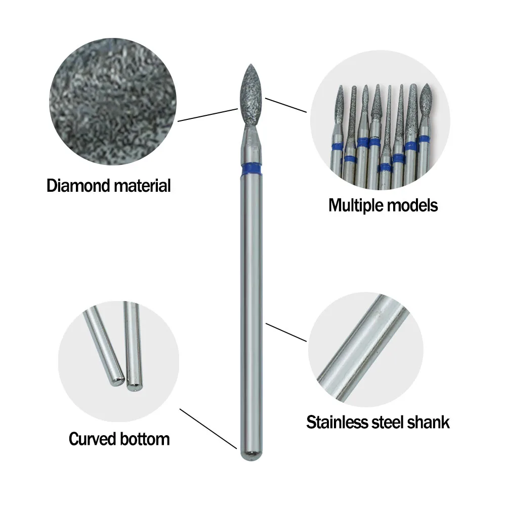 10 PC 3/32 "เพชรเจาะเล็บบิตเครื่องตัดชุดสําหรับเล็บอุปกรณ์เสริม Pedicure ไฟฟ้าเครื่องเล็บบิตแปรง Burr เครื่องมือ