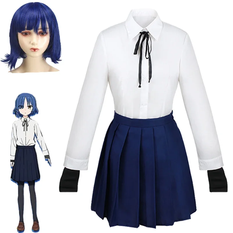 HN8 Yamada Ryo Costume Anime Bocchi The Rock Cosplay Skirts Shirt Blue Wig Full Sets For Women Girl Party Carnival Halloween8…Gf