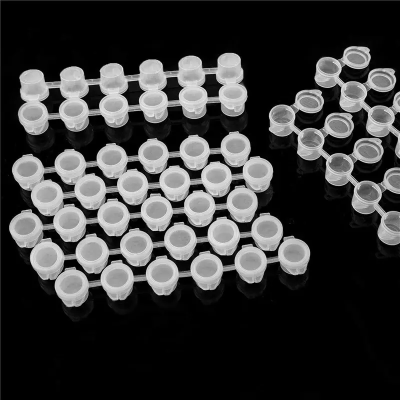 AT63-100 Strips Empty Paint Pots Strips Mini Clear Storage Containers Painting Arts Crafts Supplies For Classrooms Schools