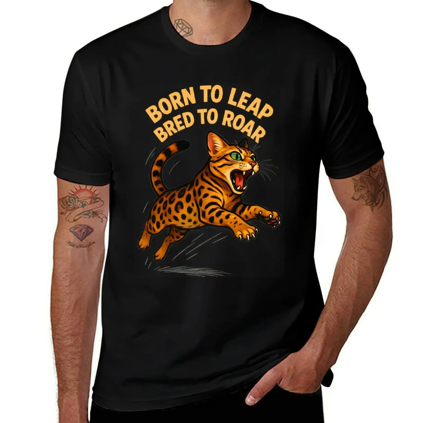 Подарок бенгальского кота для любителей кошек – Born to Leap, футболка Bred to Roar, модные рубашки, белая футболка для мальчиков, мужская
