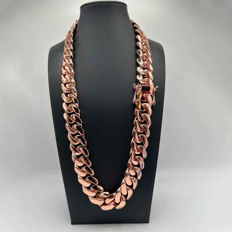 22Mm rose gold hip-hop rap style Miami Cuban chain, thick chain street clothing brand style personalized jewelry
