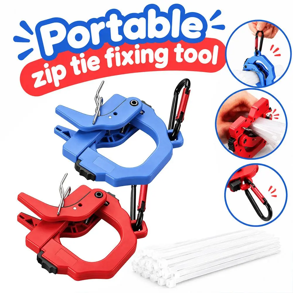 Portable Zip Tie Fastener Tool Carabiner Clip Bidirectional Switch Cable Tie Tensioner Wear Resistant Locking Device