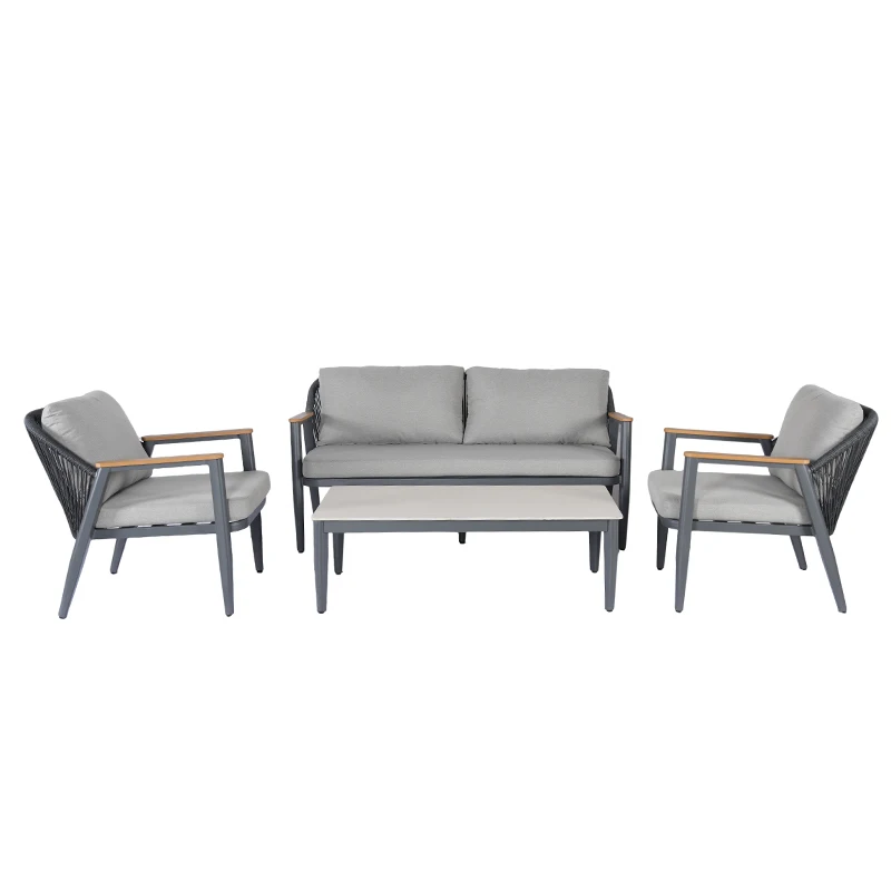 

&y Modern Waterproof Aluminum Patio Balcony Seaside Resort Garden Hotel Sofa Set Outdoor Furniture