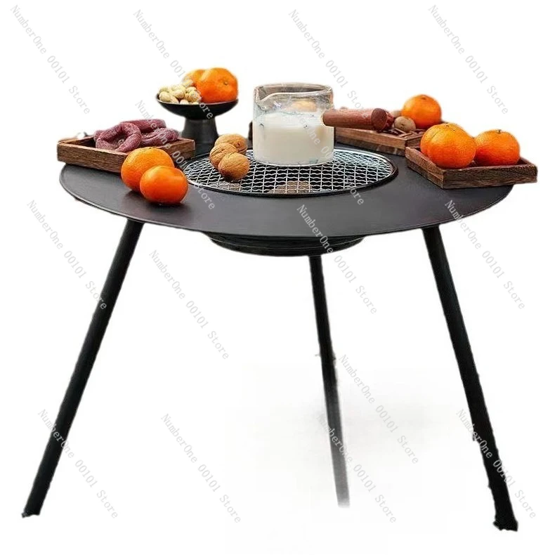 Outdoor Portable Smokeless Barbecue Grill for Home, Folding BBQ Table