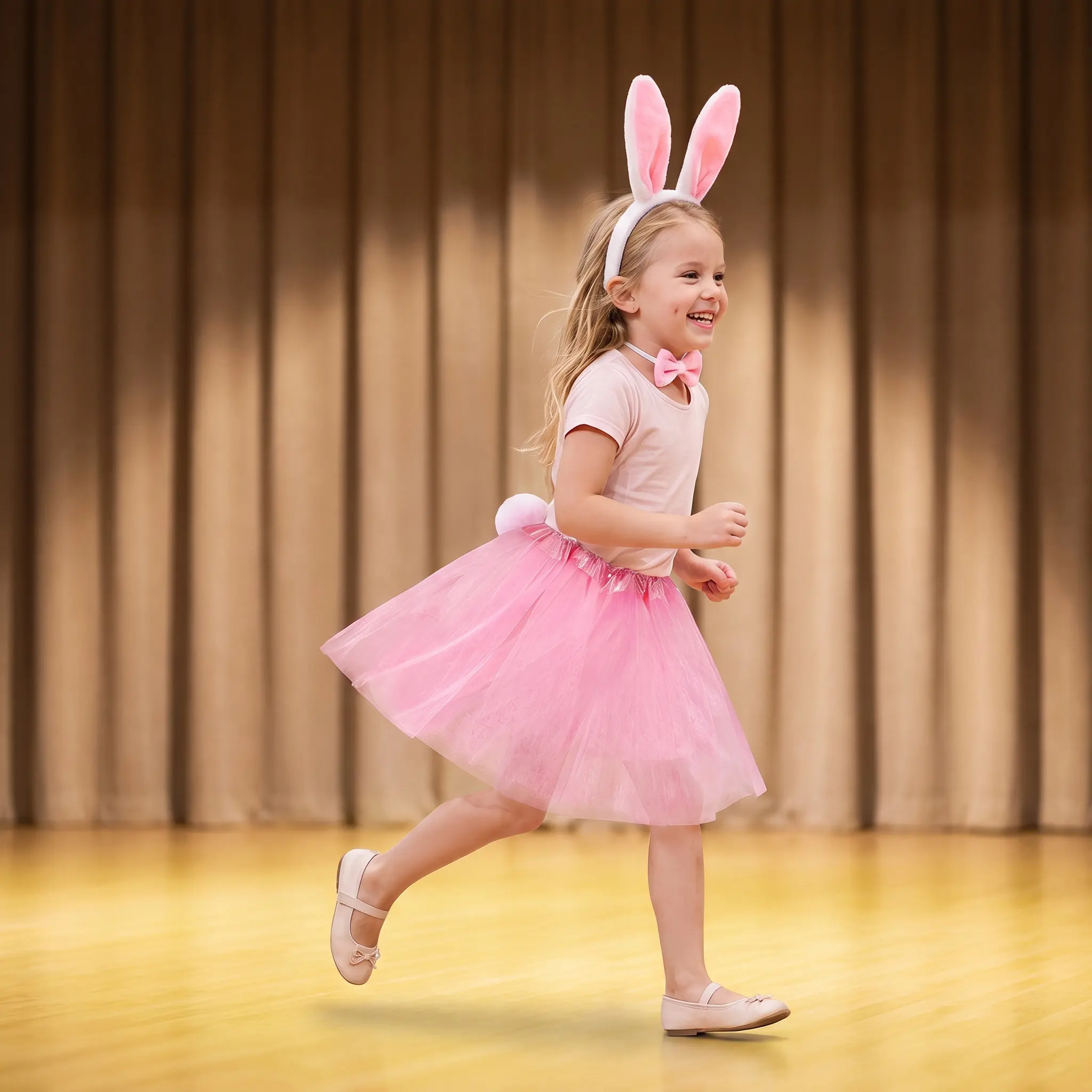 4Pcs Pink Rabbit Theme Skirt Set Girls Mesh Dress Hair Band Tail Tie Combo Comfortable Tulle Easter Party Cosplay Outfit
